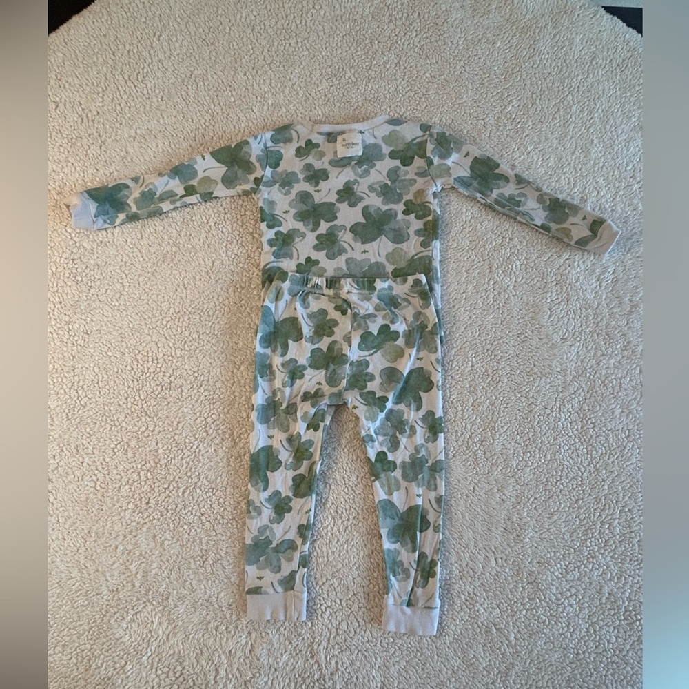 Burt's Bees Kids‎ 2T Green Shamrock Patterned Pajama Set - Picture 4 of 4